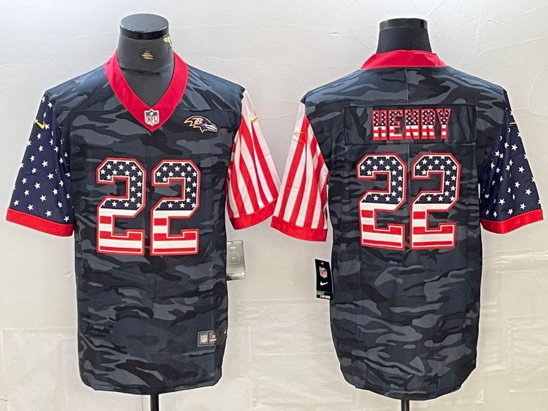 Men Baltimore Ravens #22 Henry Black Nike Camouflage national flag Limited NFL Jersey->->NFL Jersey